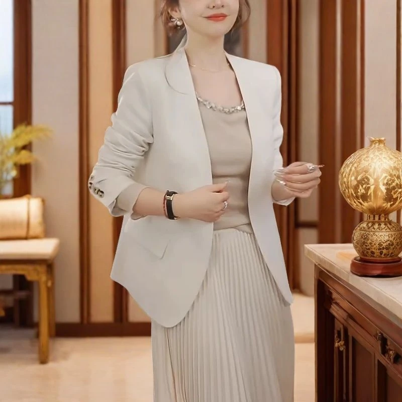 气质时尚洋气无领西装外套女2025春季新款韩版修身西服女上衣潮