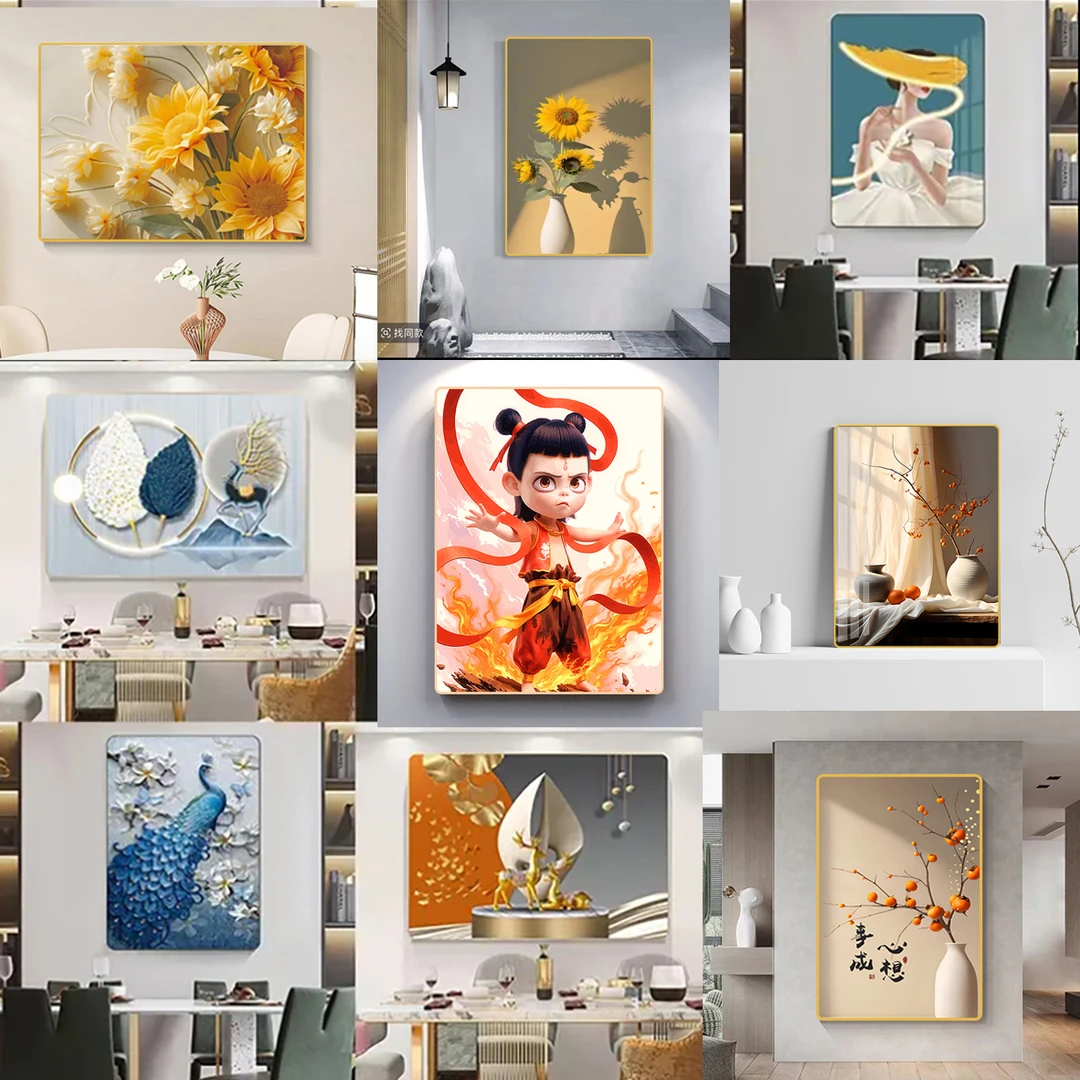 单幅餐厅挂画客厅装饰画卧室床头墙面壁画现代简约平面晶瓷画