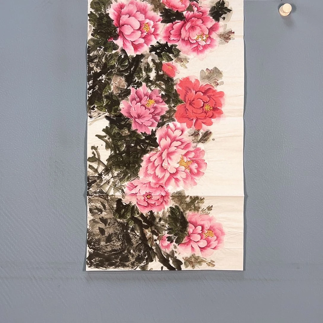 国画166 牡丹花鸟等多种图案构成一体