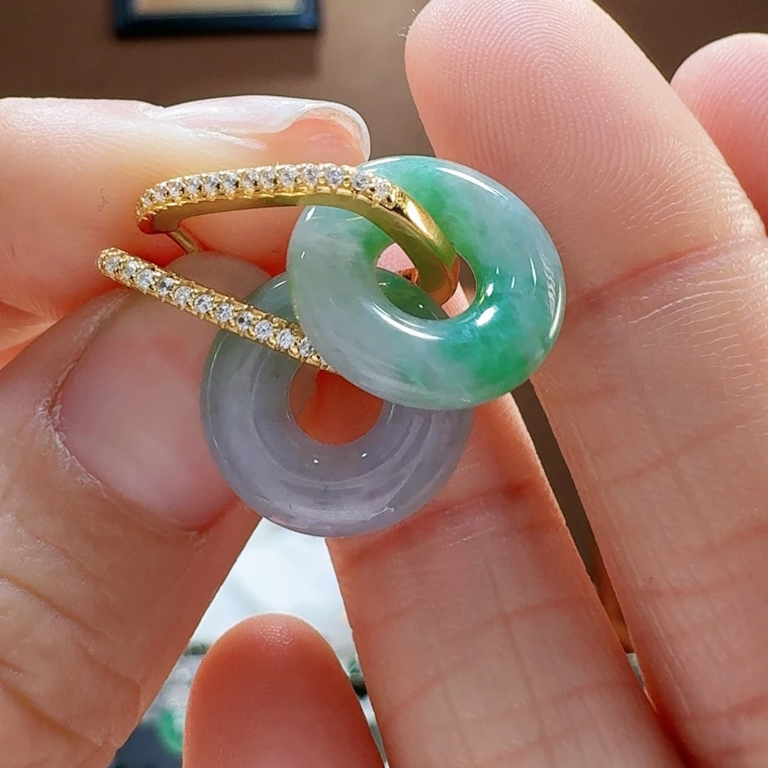 翡翠耳饰银S925镶嵌耳饰