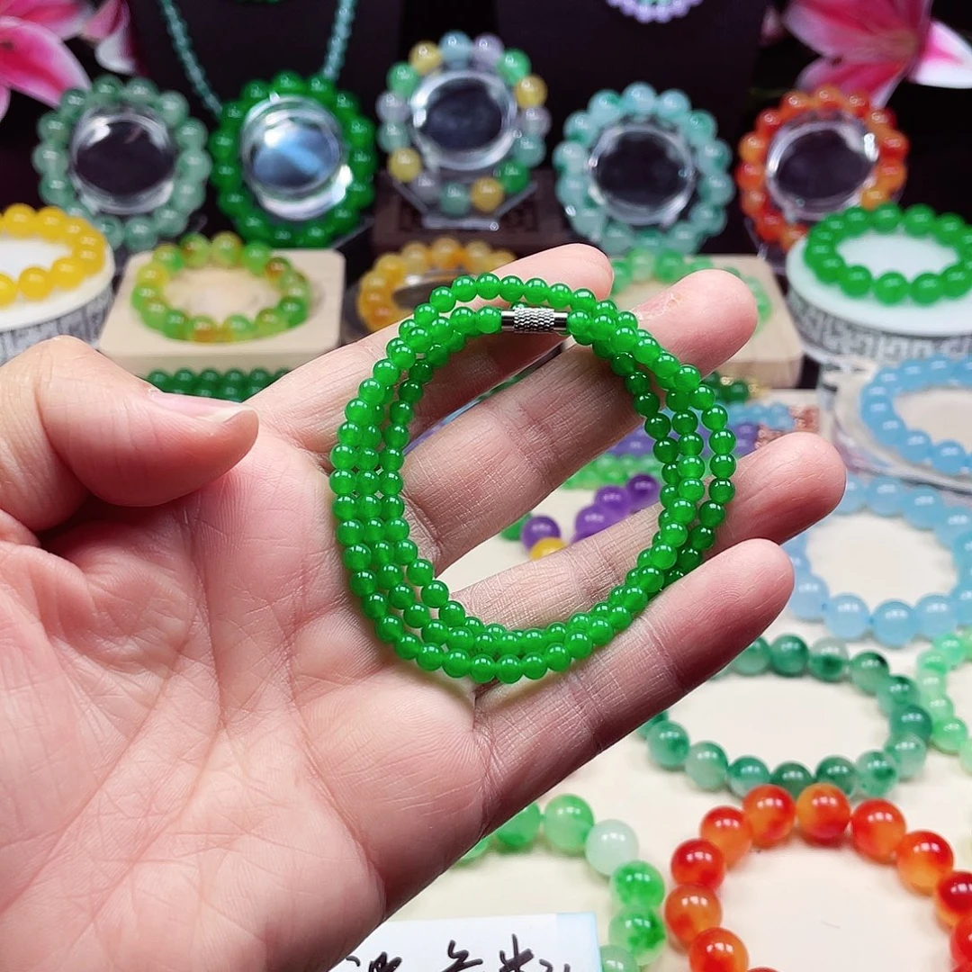 翡翠未镶嵌颈饰卡4.5翡翠珠链男女款02