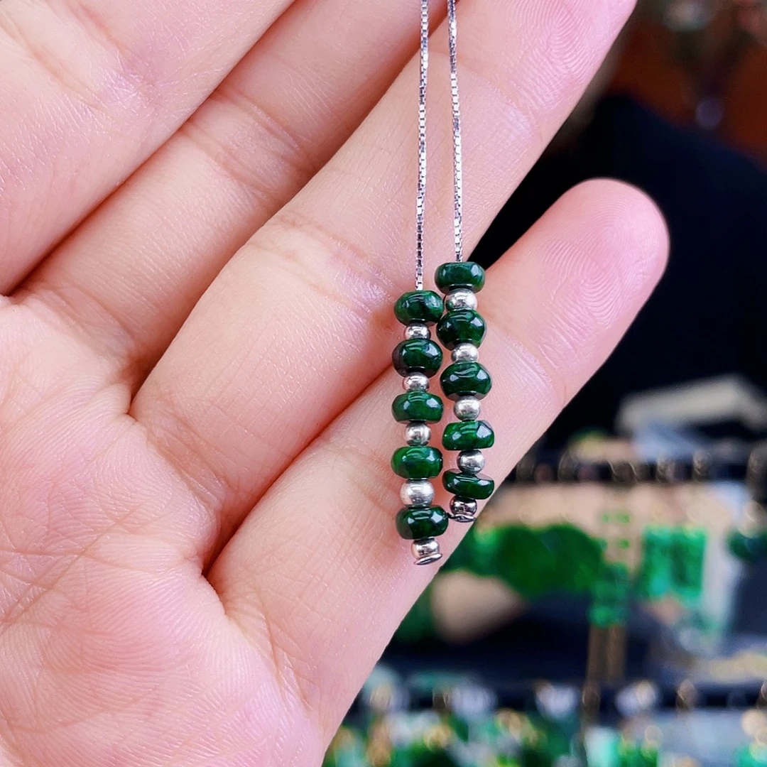 翡翠银S925镶嵌耳饰