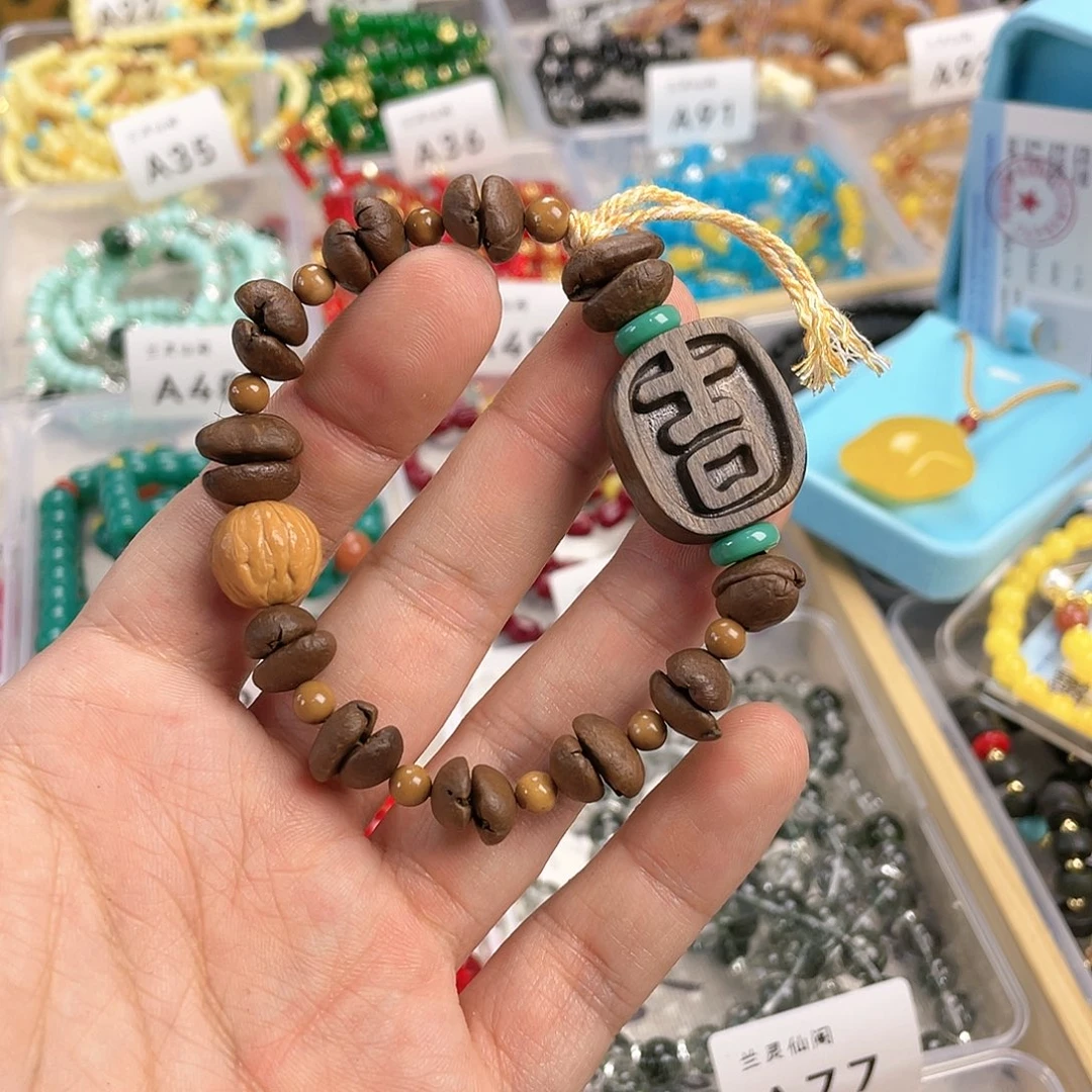 檀香木手串银S925镀金镶嵌
