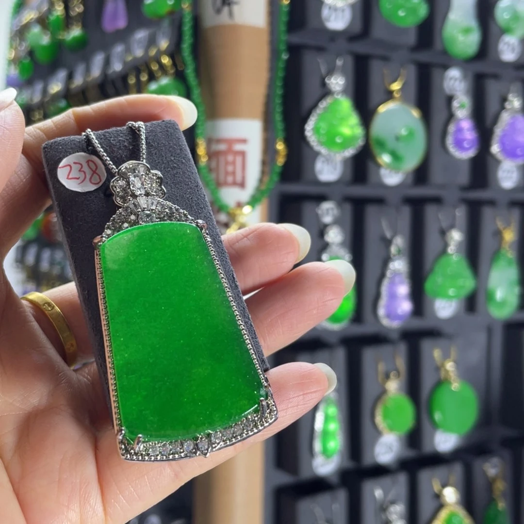 银S925镶嵌翡翠耳饰238