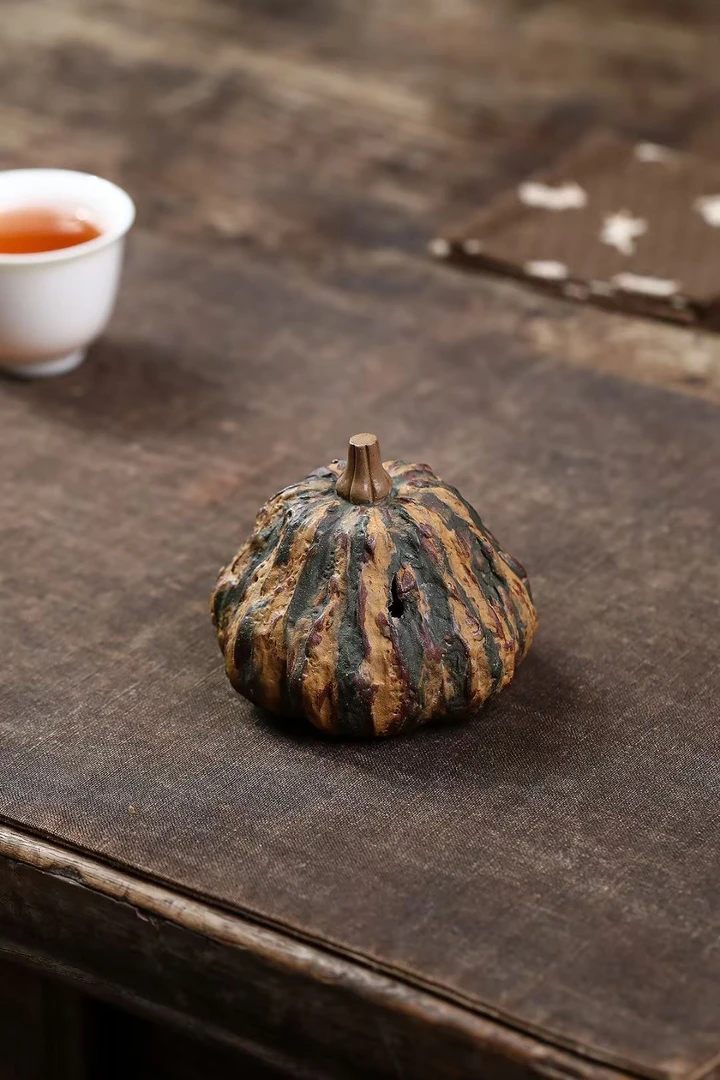 紫砂南瓜高端趣味盖置功夫茶器创意田园花器精品可养茶道雕塑摆件