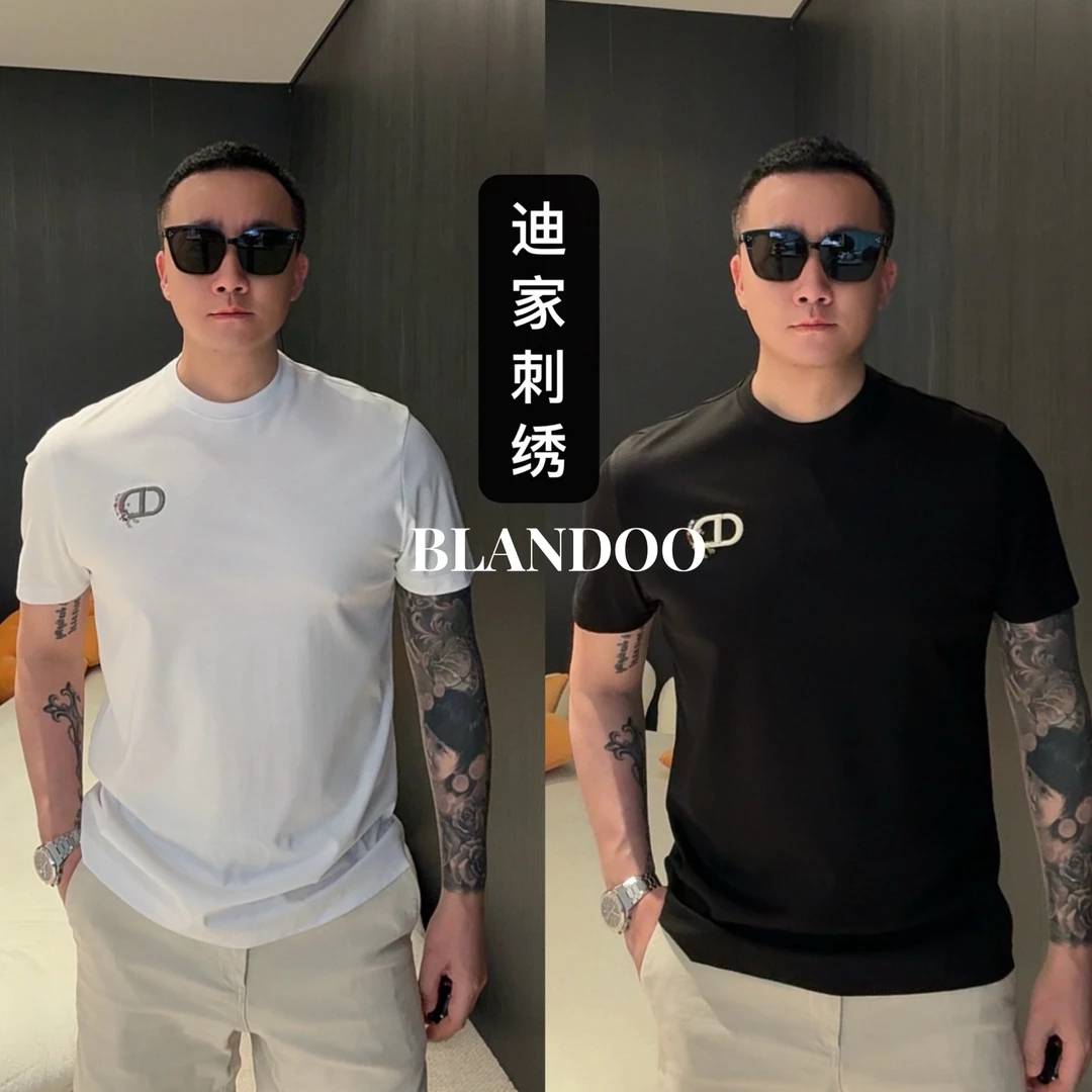 BLANDOO “经典刺绣” D*家轻奢百搭小标刺绣圆领短袖T恤7BD979