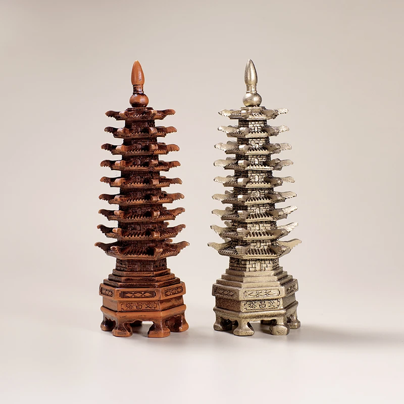 九层文昌塔摆件助学旺事业招财仿铜仿红木塔创意国风礼物纪念品