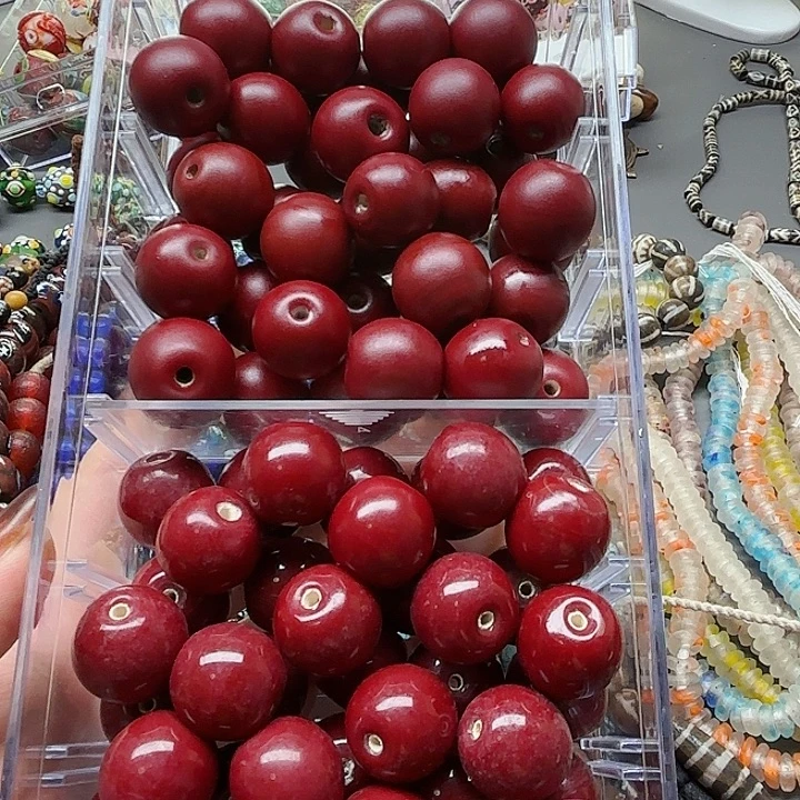 琉璃颈饰琉璃琉璃酒红色单珠