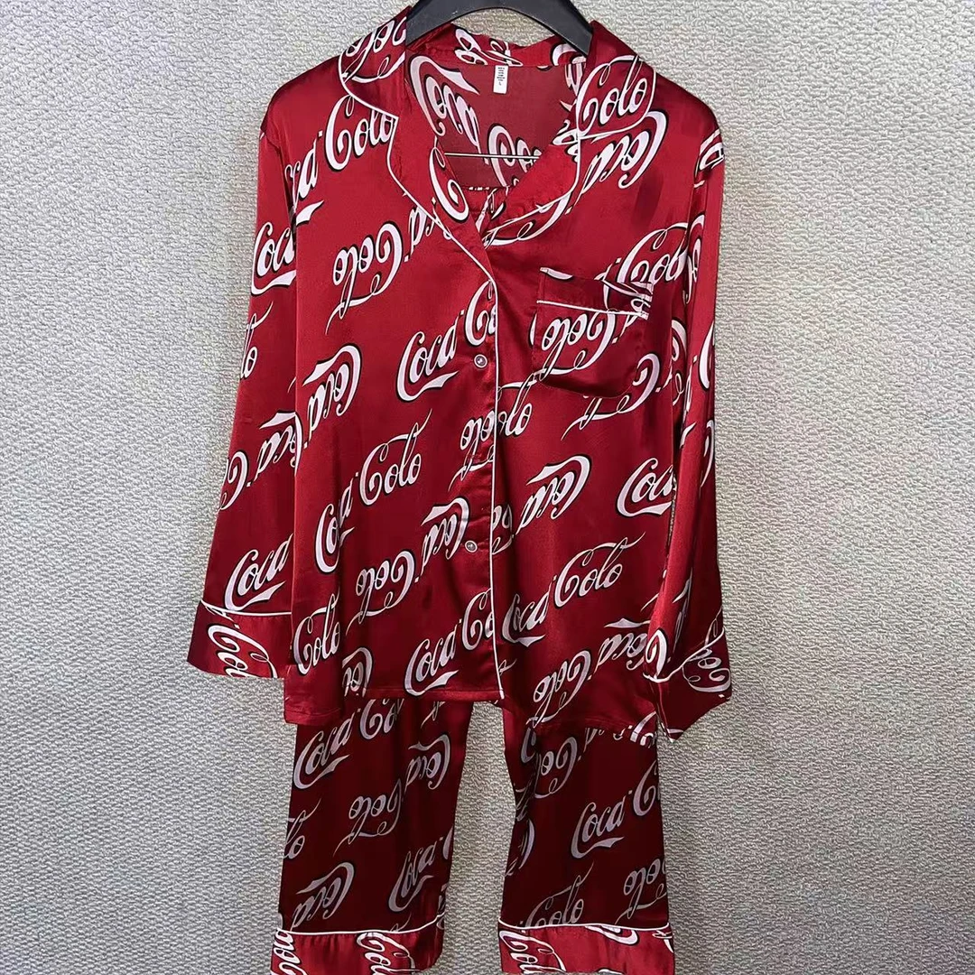 409/3819/129-9  春秋长袖翻领红色睡衣女2025新款睡衣