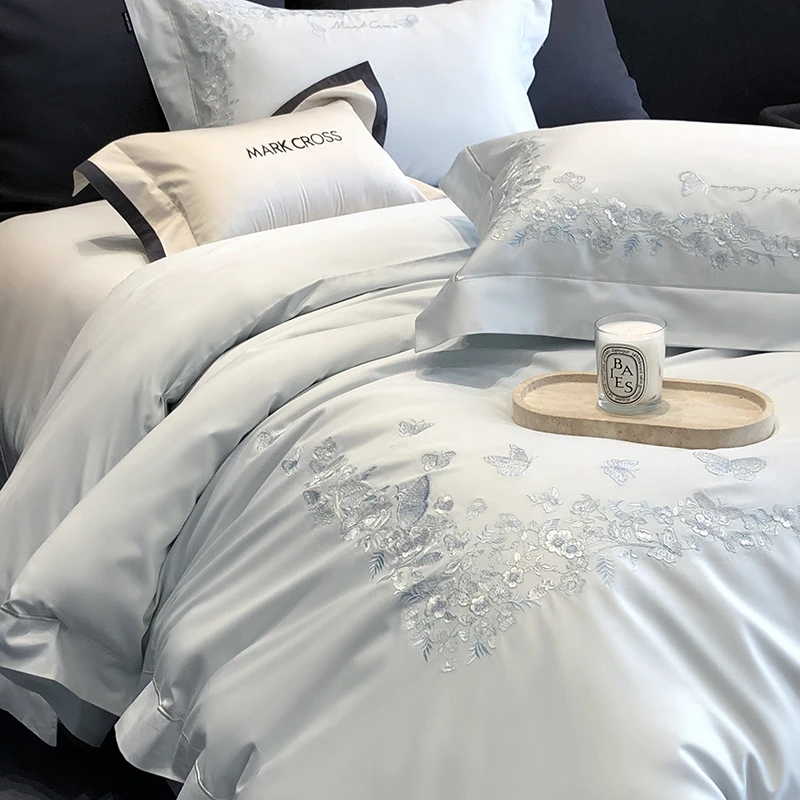 25轻奢刺绣全棉黄金棉四件套100支新疆长绒棉蝴蝶纯棉被套床笠