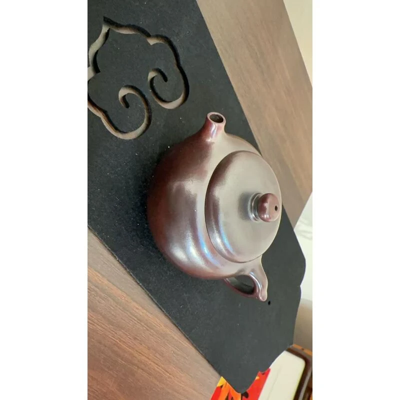 《紫龙金砂小苹果》100cc手工紫砂壶-jxh