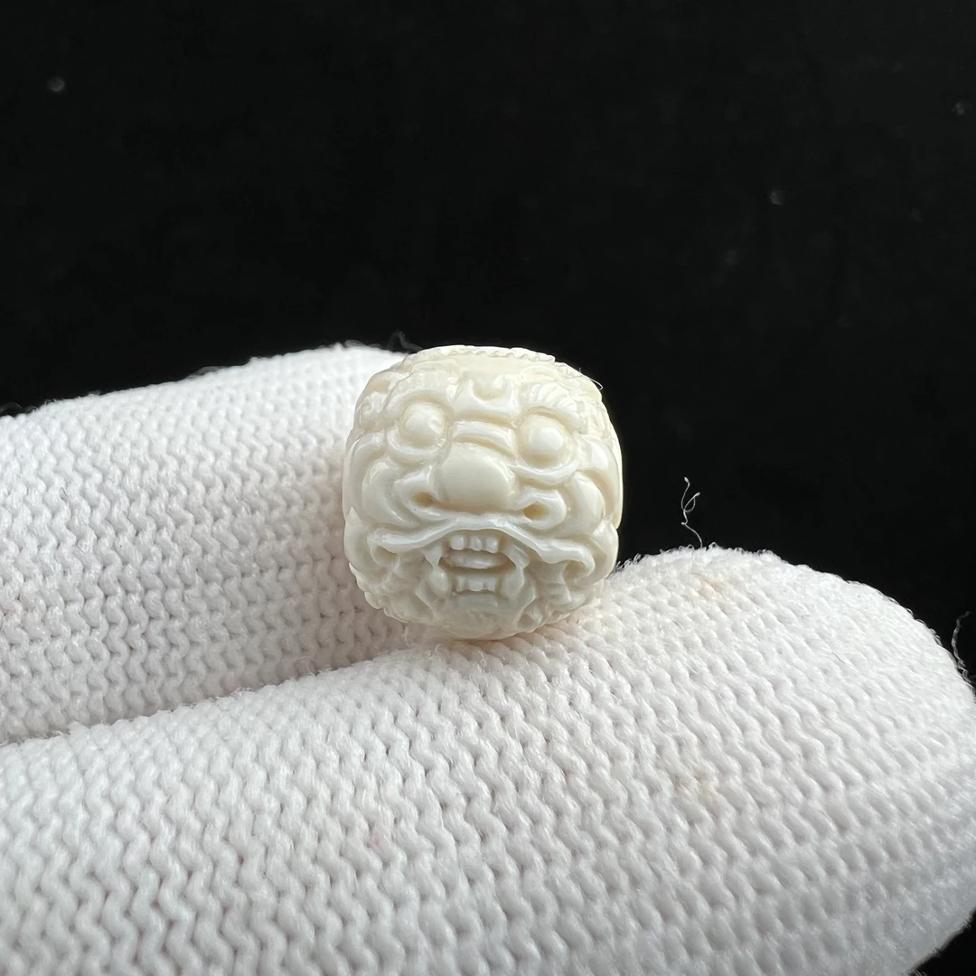 D2818天然猛犸牙雕刻珠12x11mm支持鉴定 假一罚四