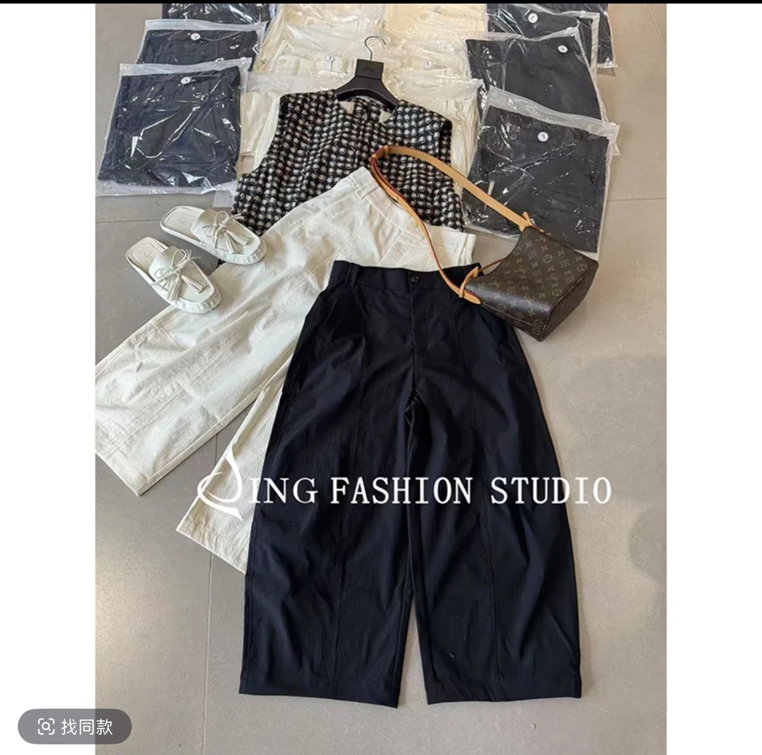 《气球裤》夏季新款810松紧高腰直筒裤女装洋气百搭宽松休闲八分裤