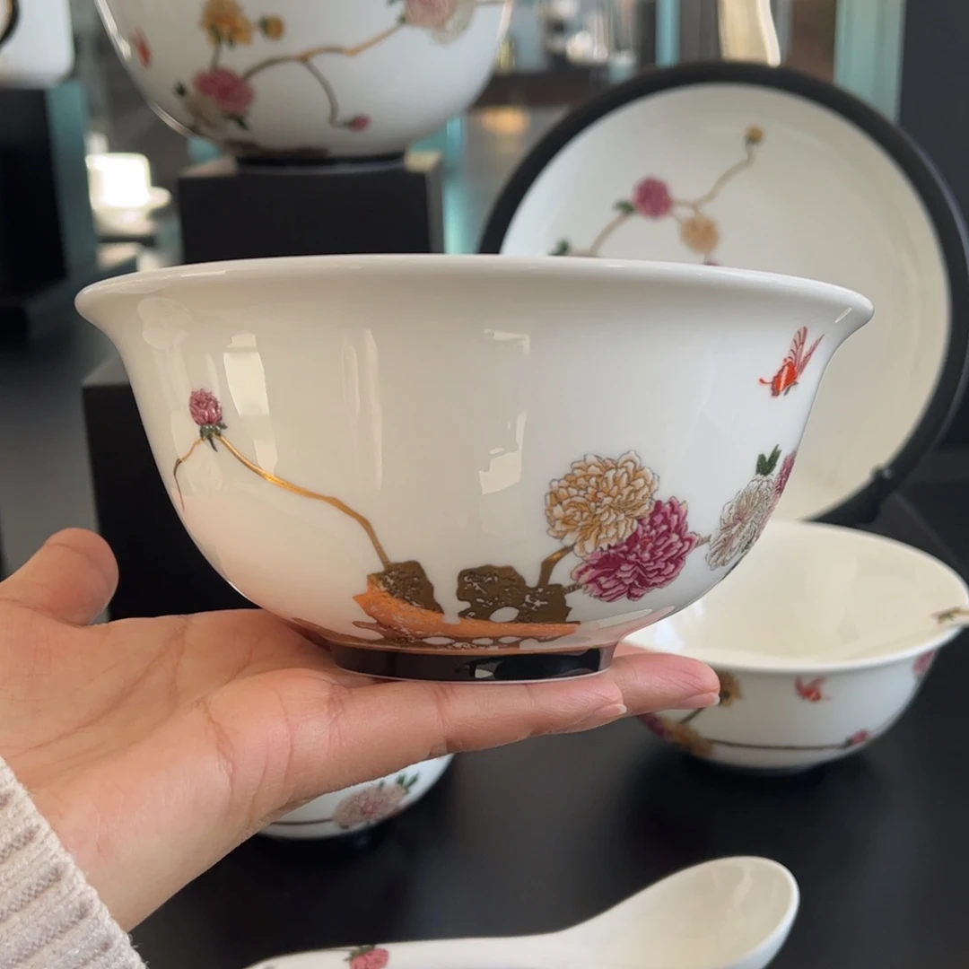 瓷片（合格品安全包装）花开富贵15cm面碗