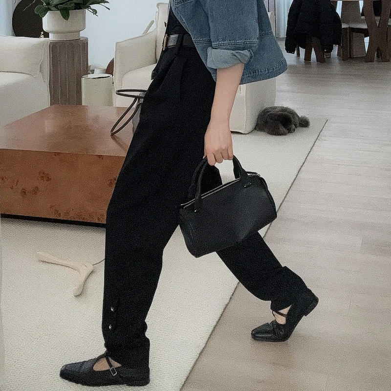 【rarer rarer】复古粗斜羊毛时装感锥型休闲裤 2502011