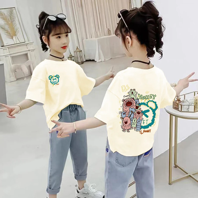 纯棉儿童半袖T恤小女孩童装洋气短袖体恤女童上衣2025夏装新款ins