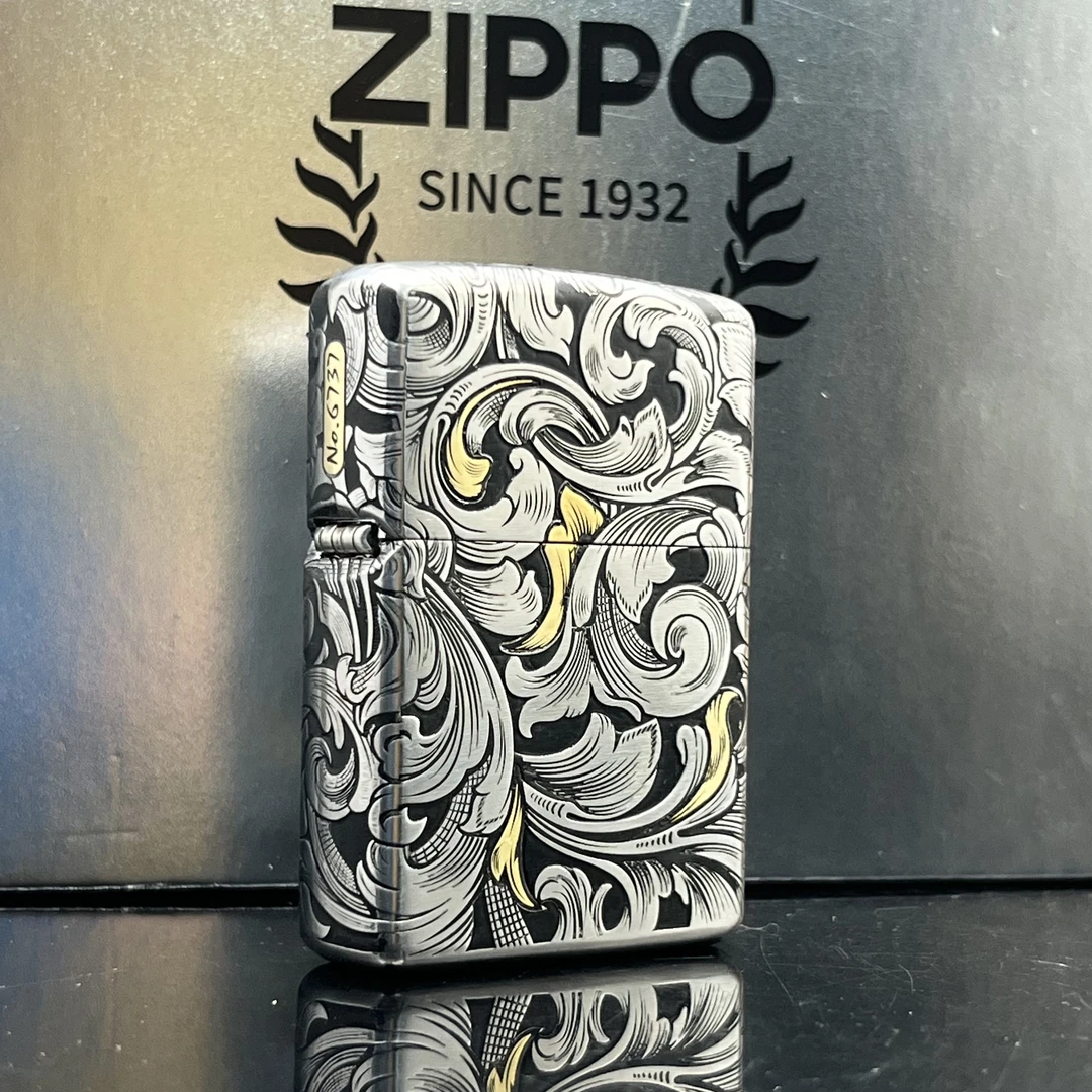 ZIPPO/之宝打火机 大唐草套壳钢机常规镶嵌 DYJ1