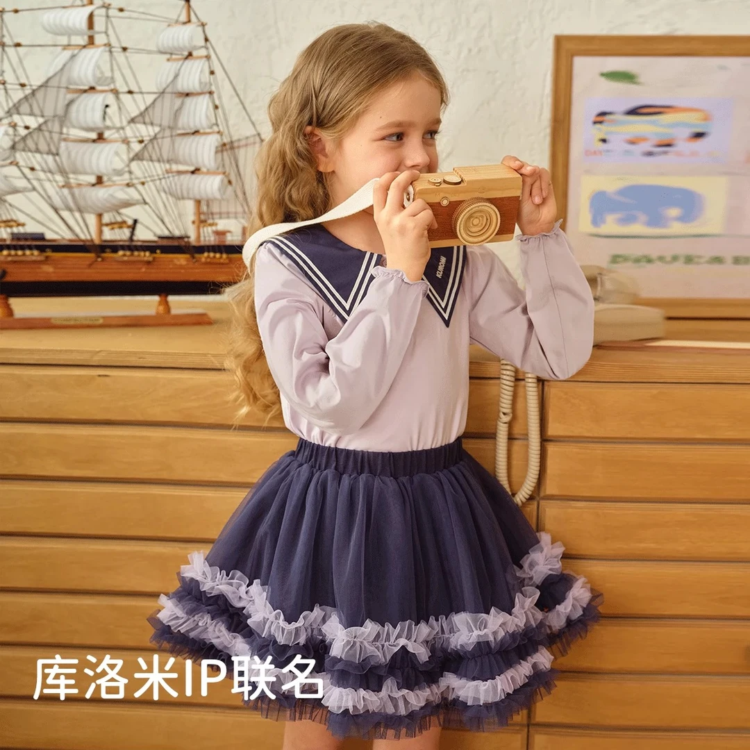 库洛米童半裙纱裙套装2025春装新款女孩裙子童装女套裙