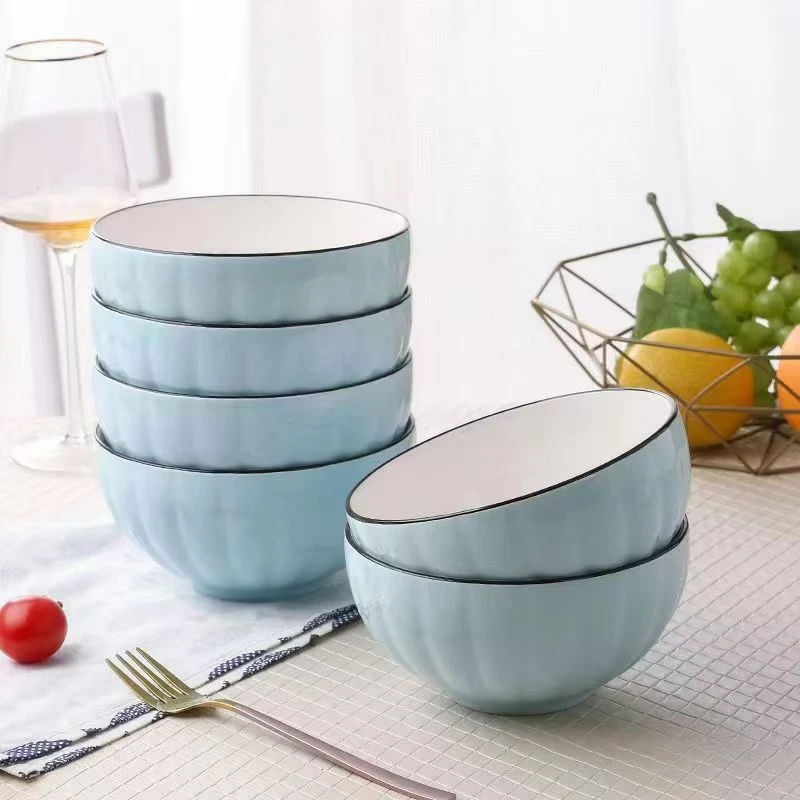 【4只装】5英寸南瓜碗蓝色高温釉下彩陶瓷餐具