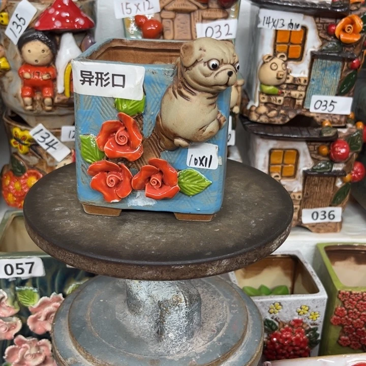 紫砂花盆粗陶材质多肉花盆