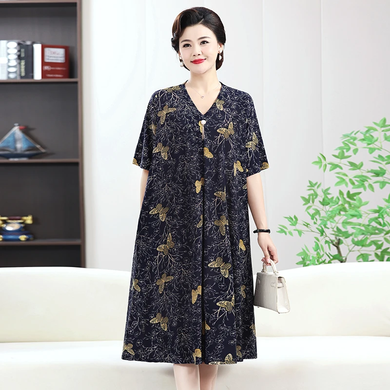 大码胖妈妈女装夏季新上市薄款宽松休闲中长款显瘦洋气遮肉