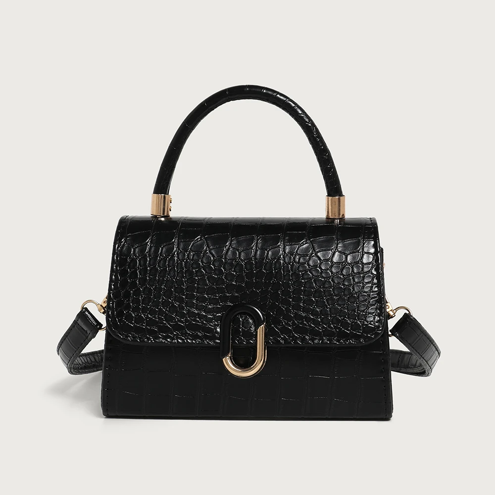 斜挎包小众时尚小方包单肩法式韩版方形春夏肩包0668黑色