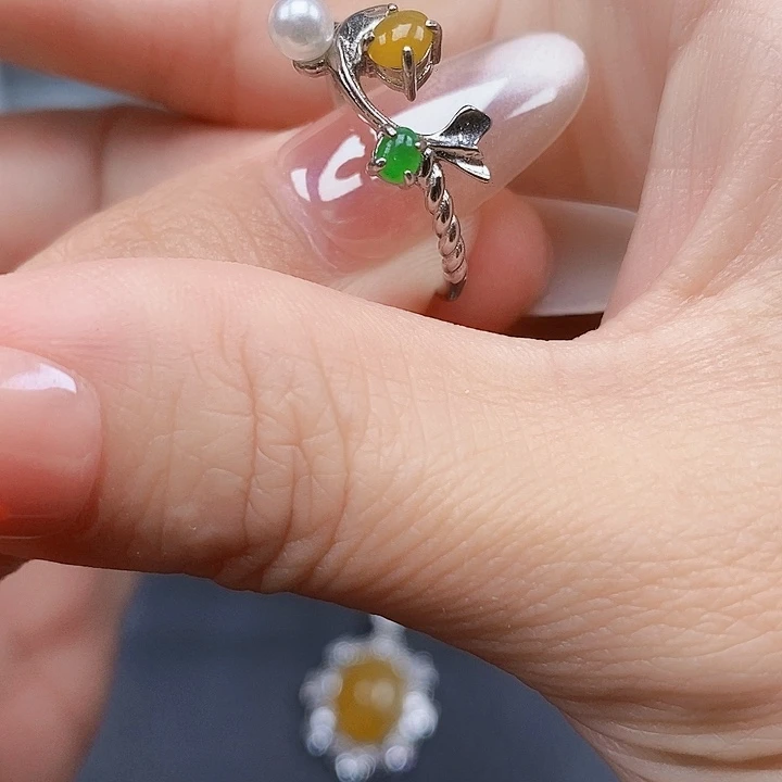 翡翠银S925镶嵌戒指