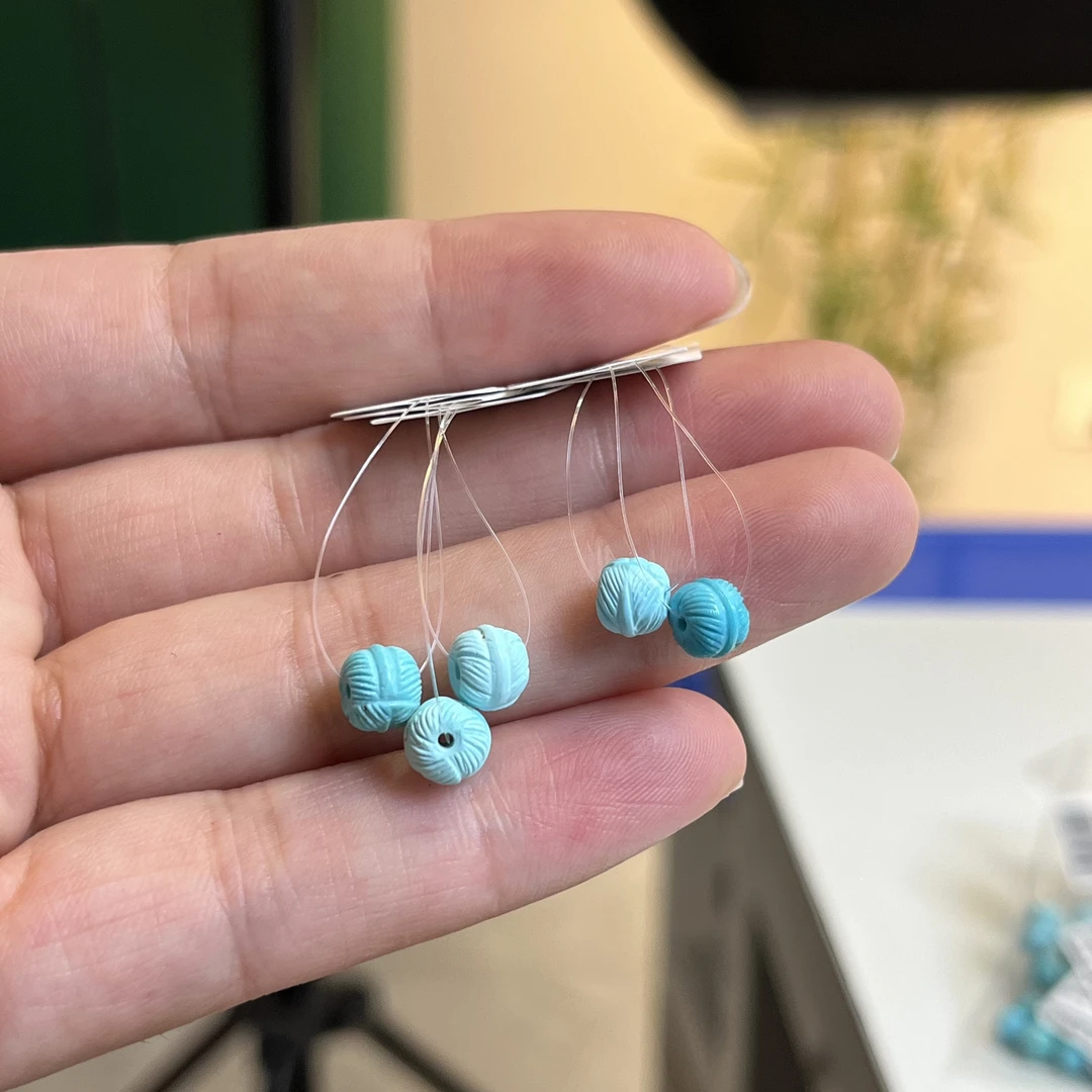 原矿绿松羽毛扣DIY配件 多样性发发一