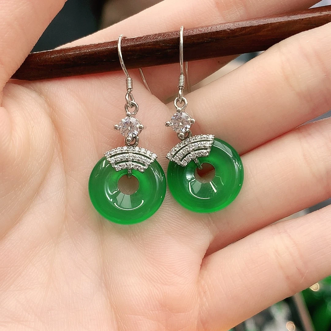 银S925镶嵌耳坠玛瑙/玉髓