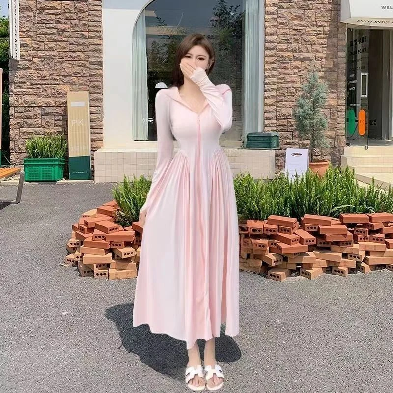 长款防晒衣女夏季新款防紫外防晒服收腰长裙薄外套冰丝开衫防晒袍