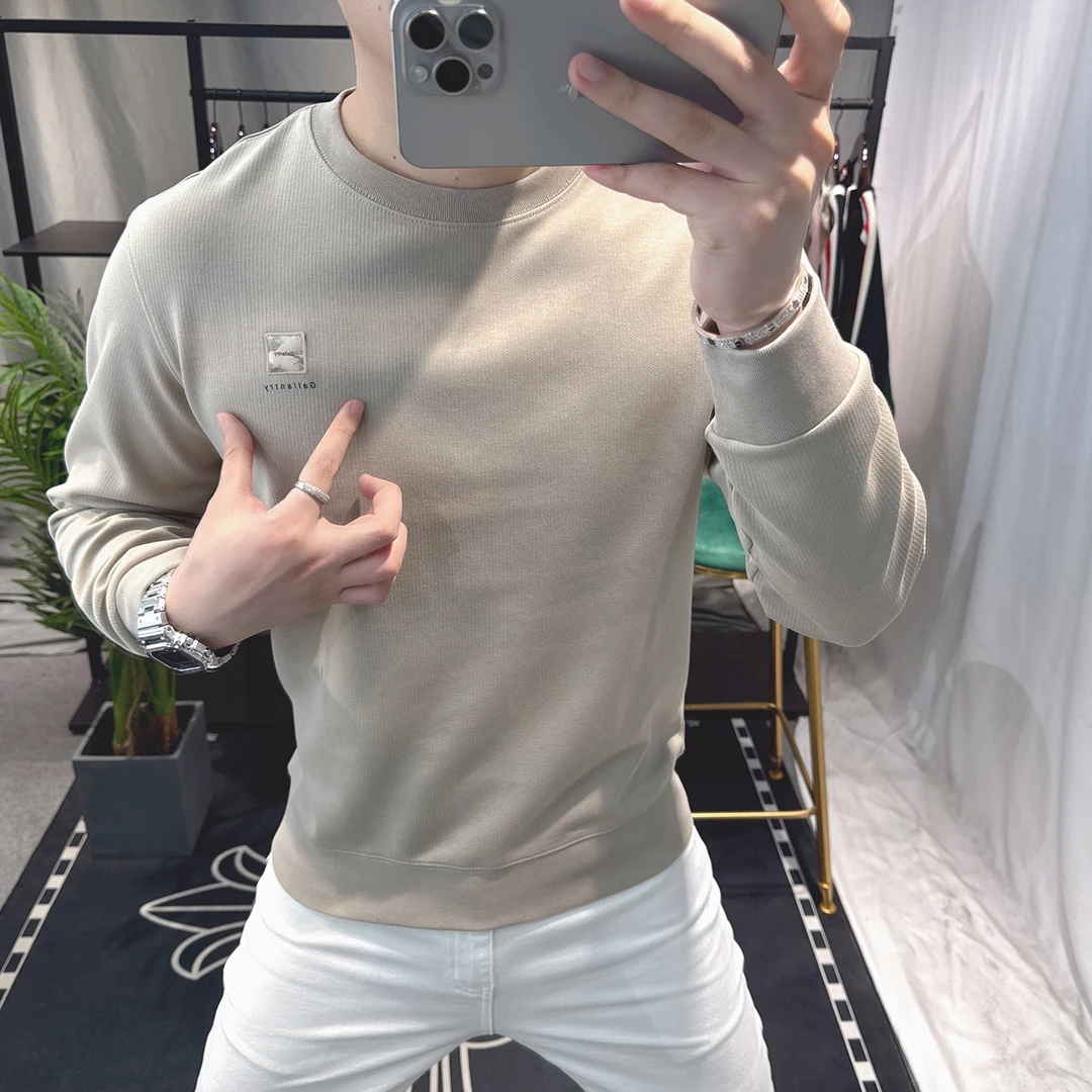 欧洲站小众潮牌卫衣男2025秋季新款时尚修身帅气长袖男士上衣圆领