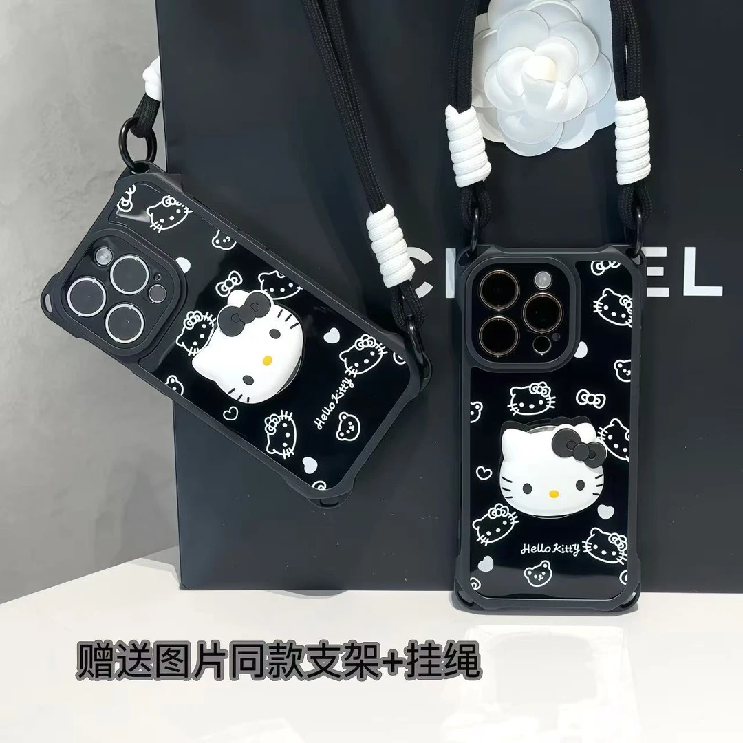 蝴蝶结KT小头像支架挂绳适用iPhone苹果16手机壳华为vivo小米oppo