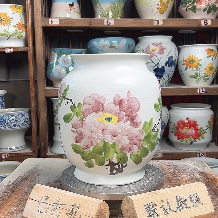 摆件冬瓜高27紫紫牡丹新款陶瓷陶瓷