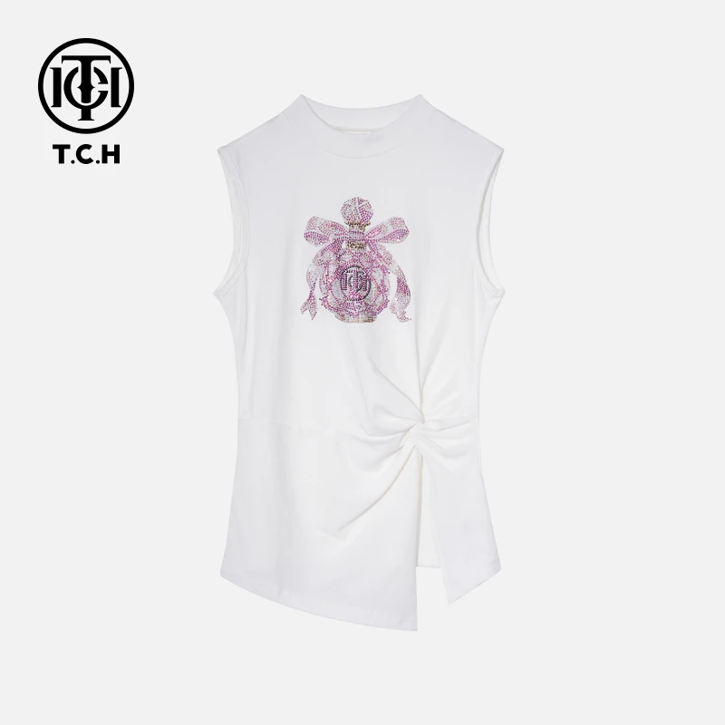 TCH私服烫钻工艺新时尚淑女百搭新潮流T恤女T75B10E1050轻奢tch