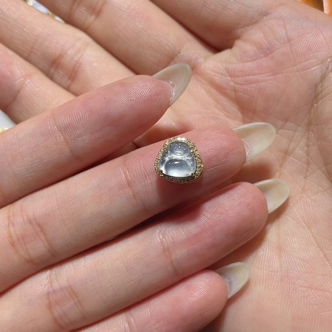 翡翠18K金镶嵌吊坠(不含链)