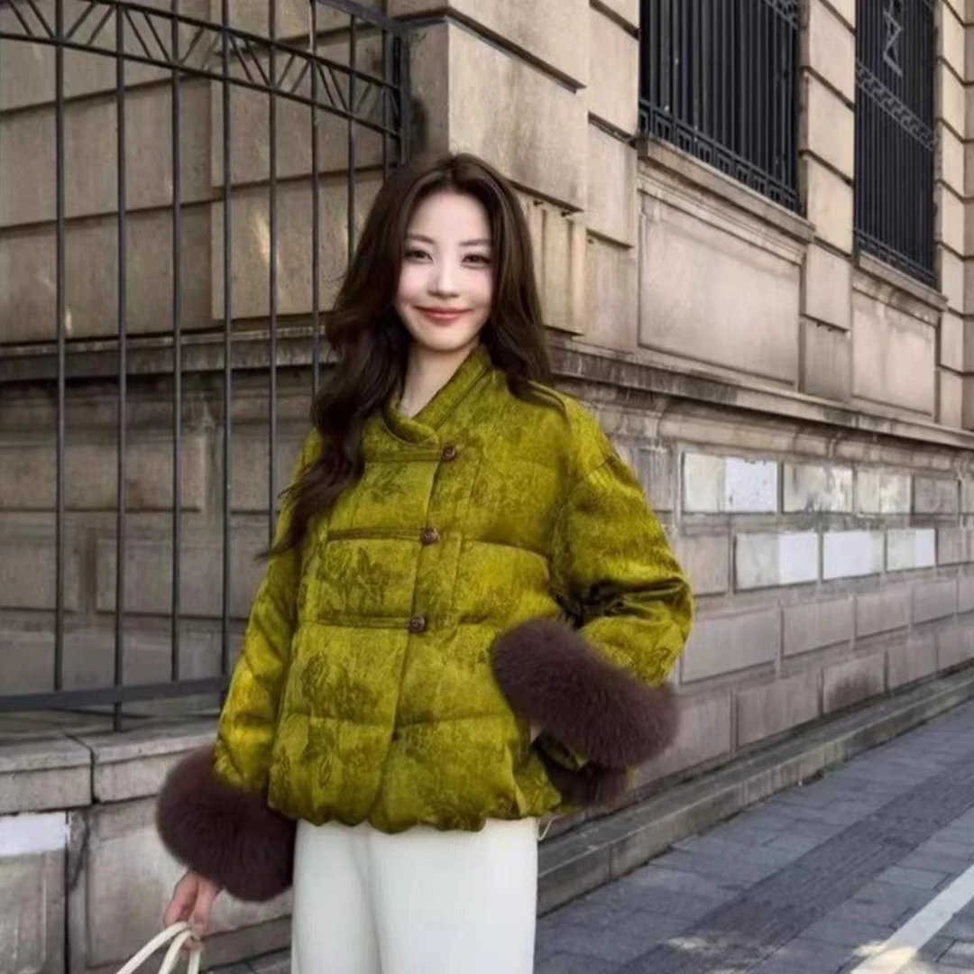 新中式冬季盘扣短款棉服女国风复古洋气时尚时尚百搭保暖棉衣外套