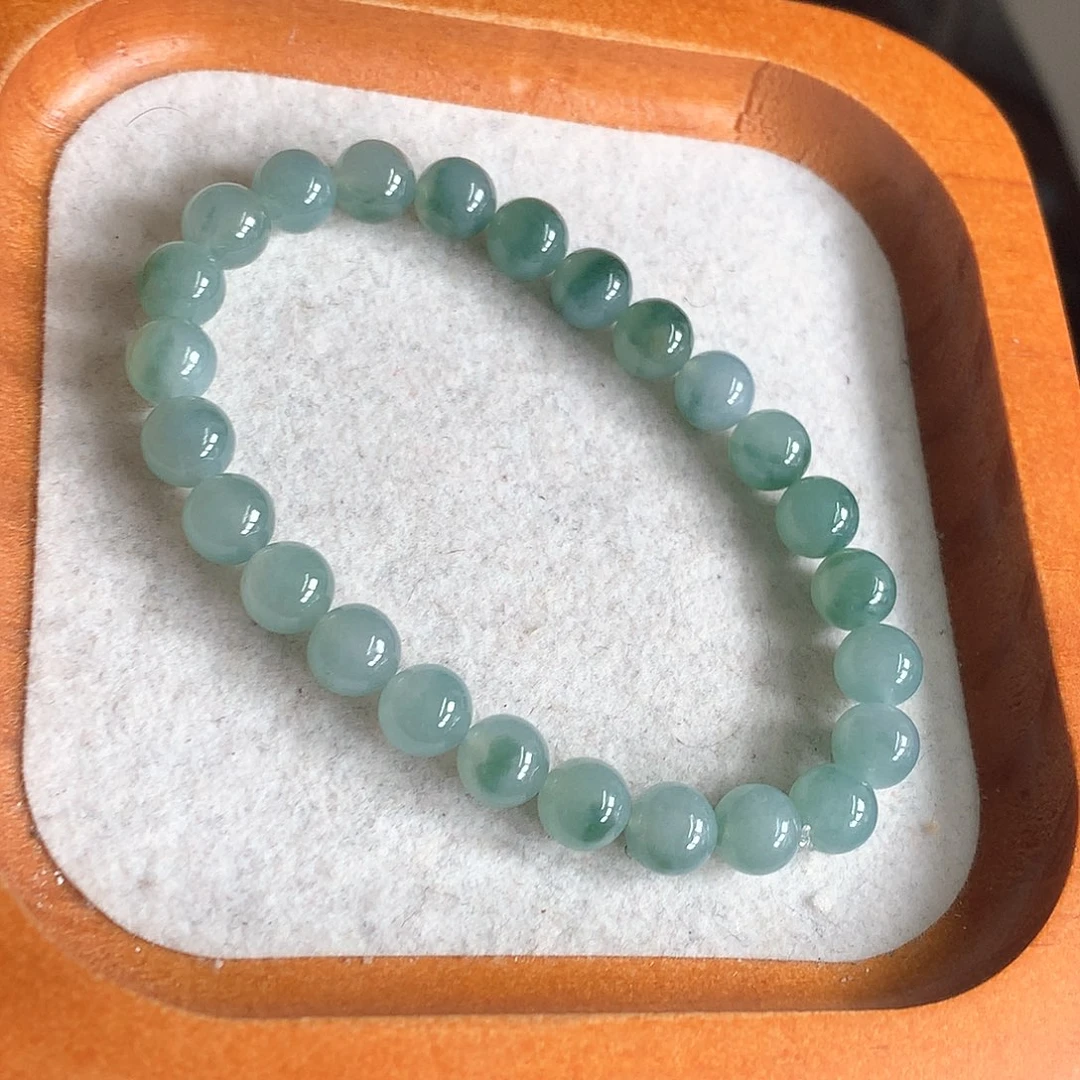 翡翠未镶嵌手串飘花7.0