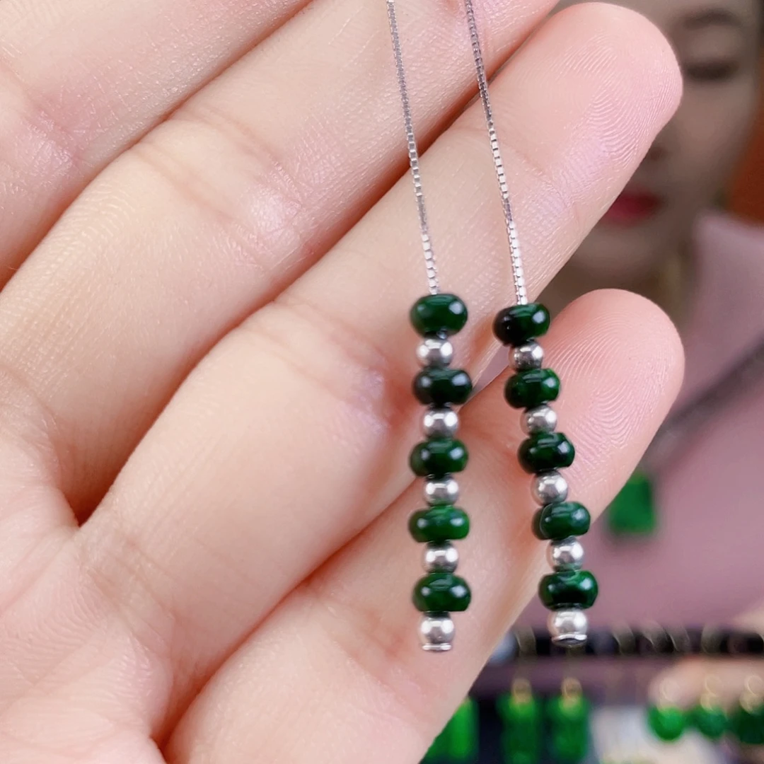 翡翠银S925镶嵌耳饰