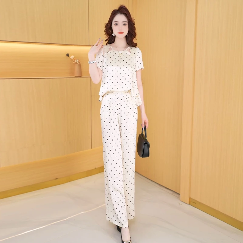 【两件套】夏季时尚女神修身洋气宽松气质休闲百搭显瘦减龄女装套裤