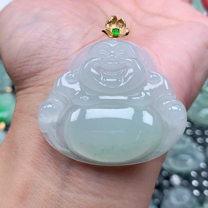 翡翠18K金镶嵌吊坠(不含链)高卡36