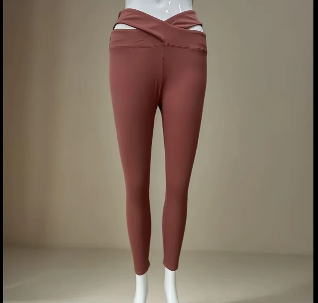 CK805~高腰交叉设计瑜伽裤春夏新款提臀收腹适合跑步健身运动