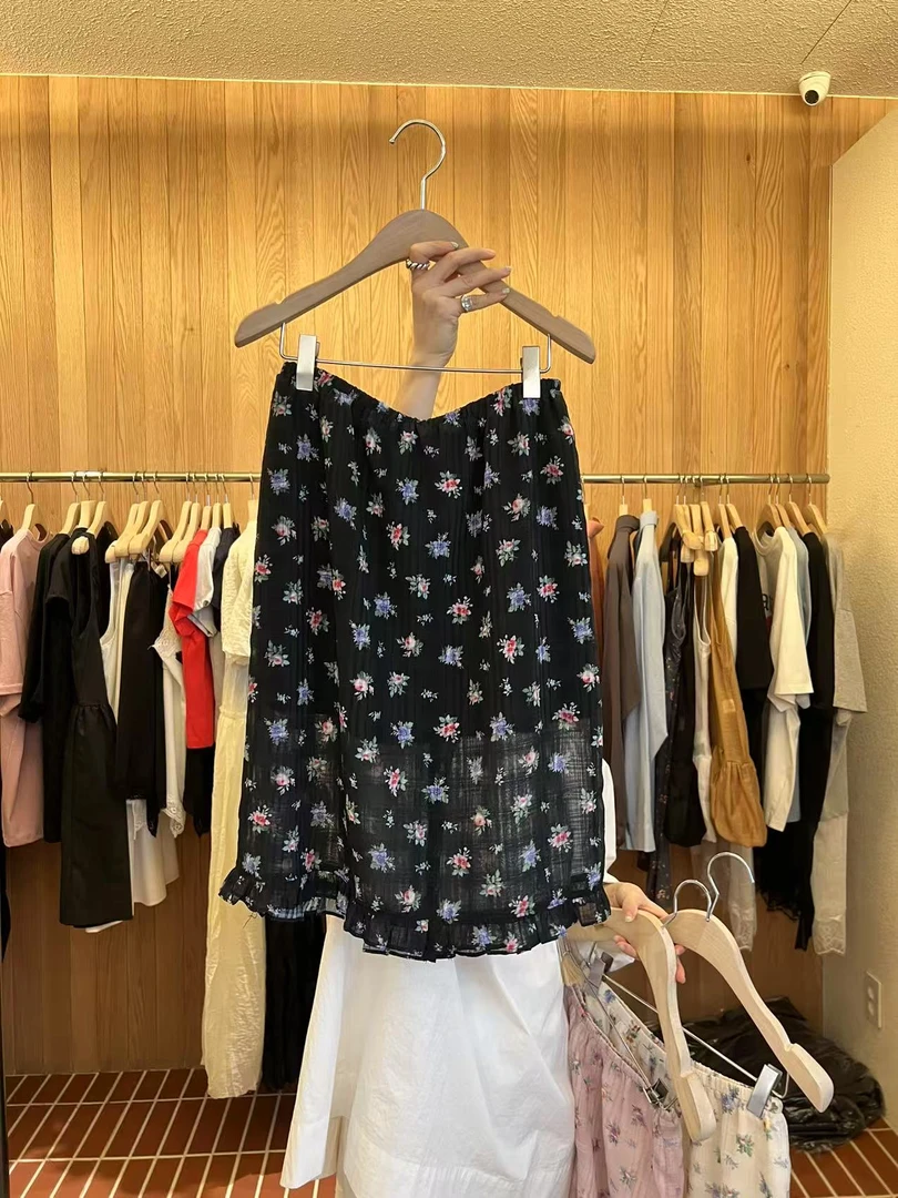 韩国东大门正品女装时尚碎花荷叶边半身裙041602（NO退NO换）