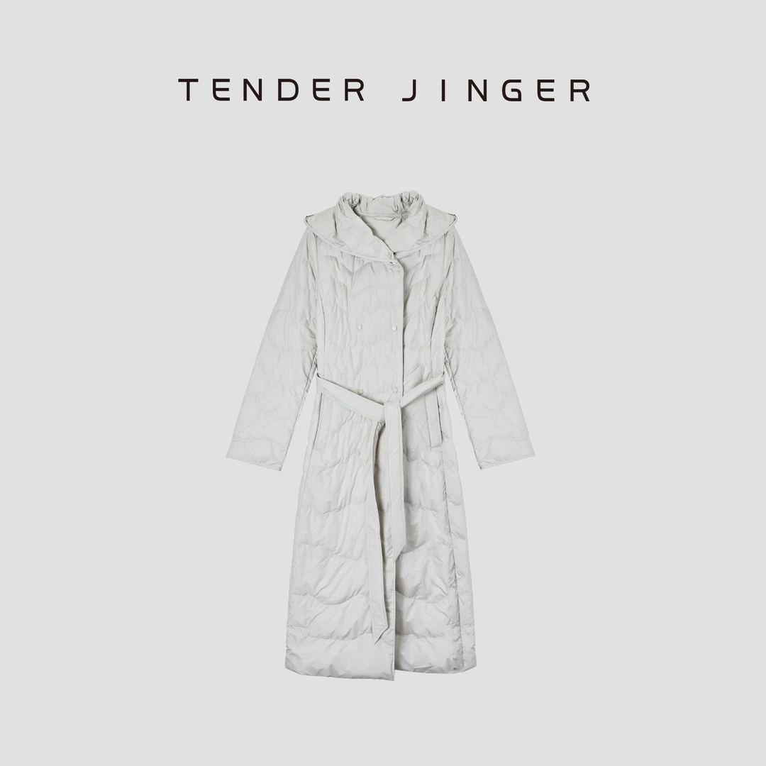 Tender Jinger|保暖中长款气质鹅绒连帽羽绒服T54HDD50104