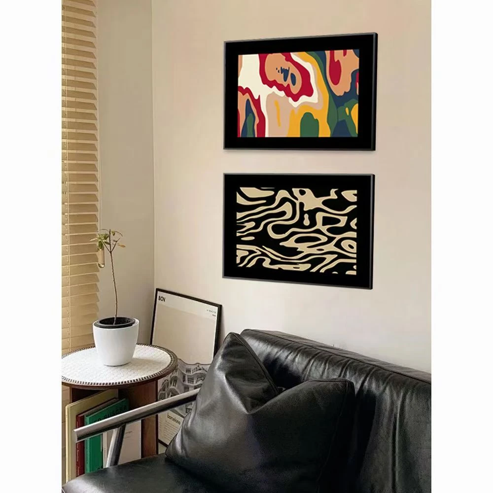 法式复古蒙德里安风格客厅沙发背景墙装饰画卧室床头挂画4060