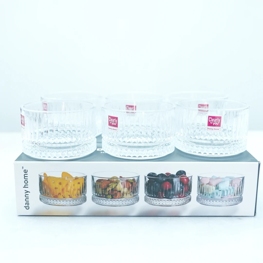 DannyHome 6只装高颜值家用圆形简约小盘零食分装盒透明玻璃碗