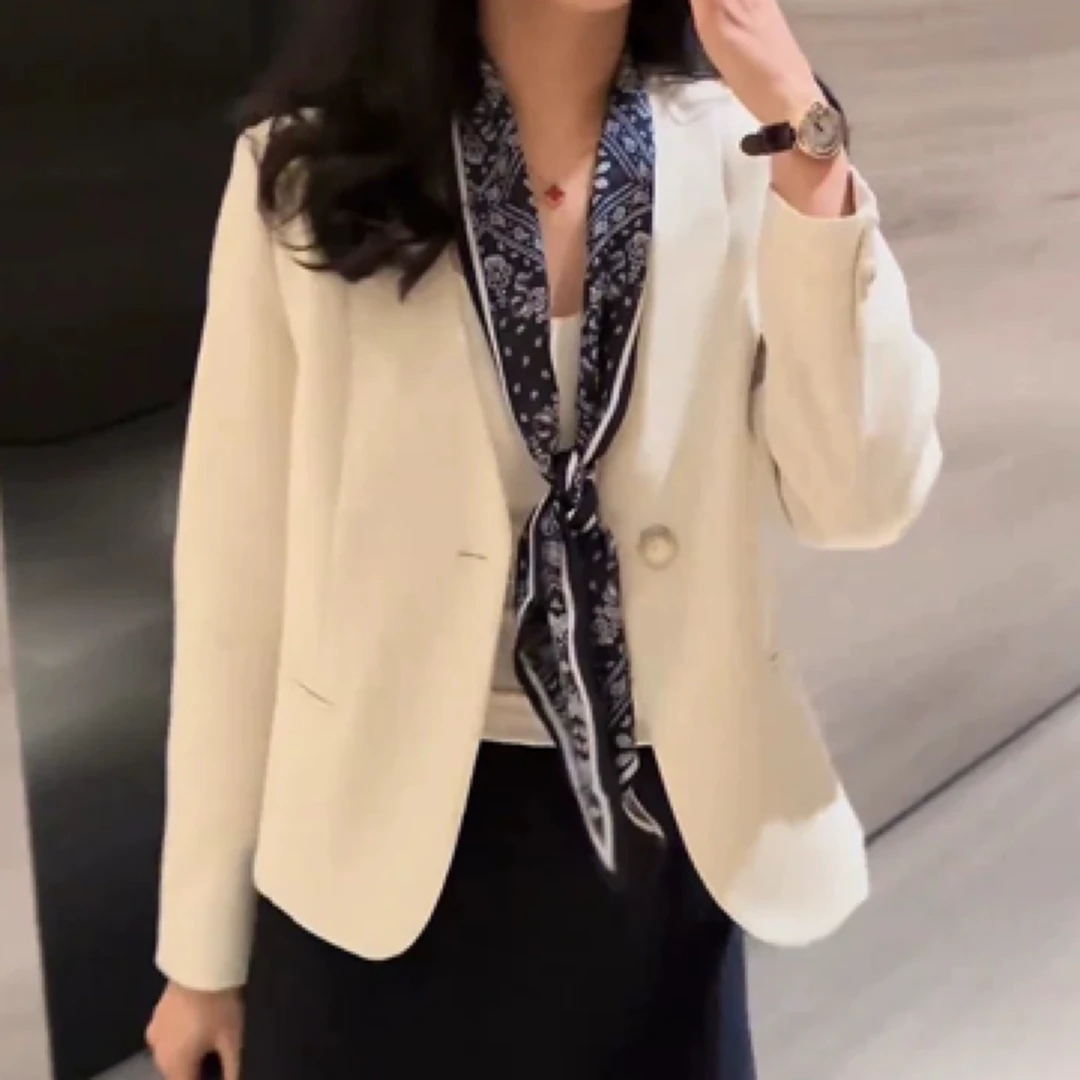 时尚休闲短款拼接小西装外套女优雅气质学院风格