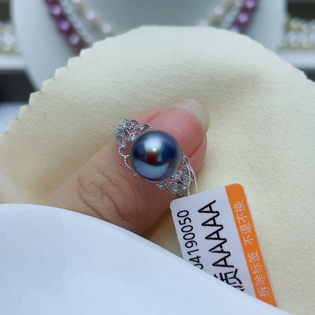 银S925镶嵌海水珍珠戒指w38