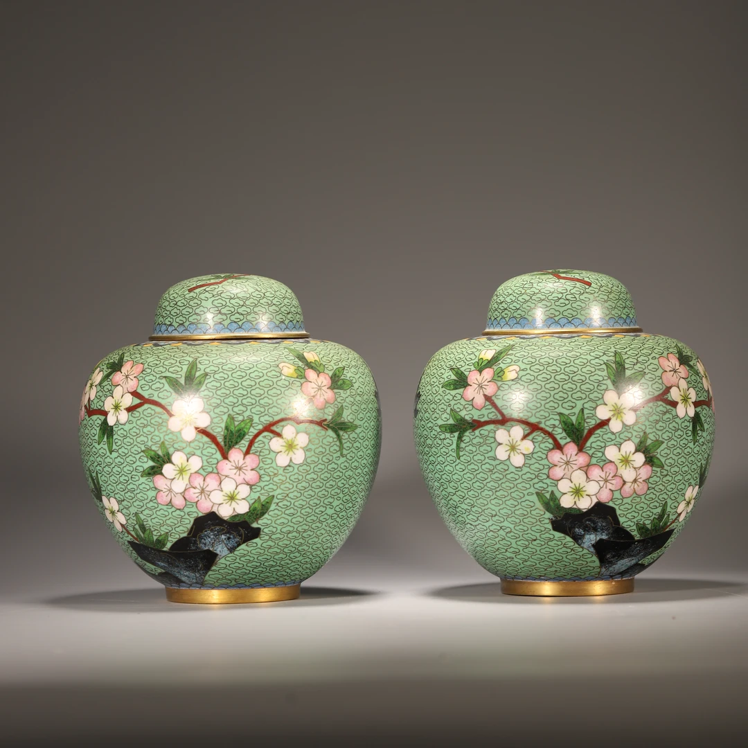 HY31 清代 景泰蓝茶叶罐一对