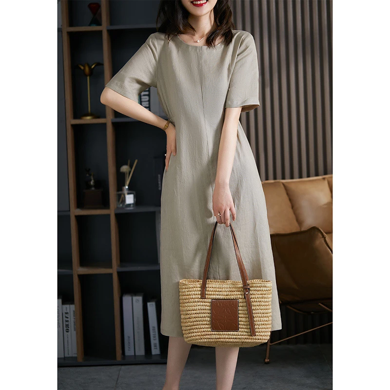 法式时尚复古设计感小众收腰修身夏季长款中长款女装气质显瘦连衣