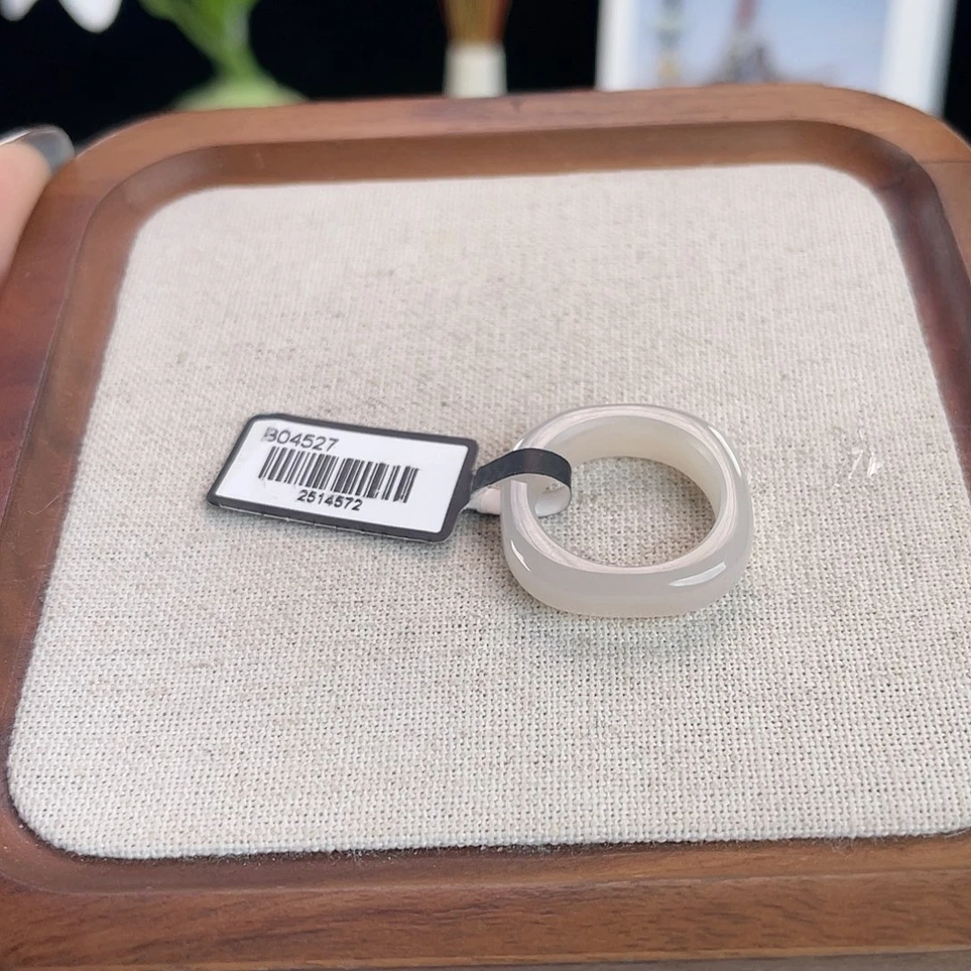 和田玉未镶嵌戒指U113粉方圆17.3不退换